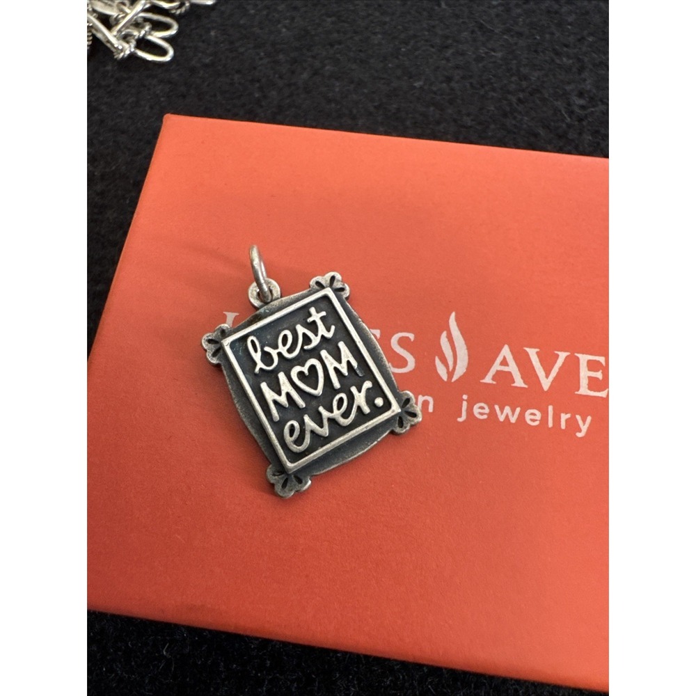 NEW James Avery Best Mom Ever Silver Charm Pendant 925 Frame Heart Mothers Day